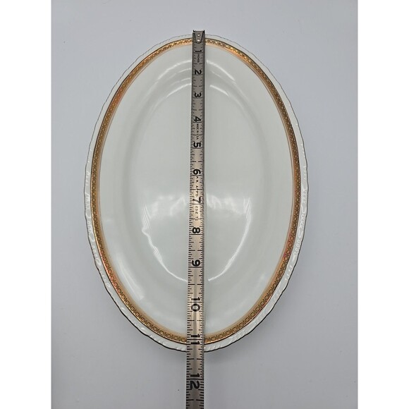 Rorstrand Sweden Oval Porcelain Platter #521 Gold Ribbon Pattern 11.25" x 7.25" - Picture 6 of 8